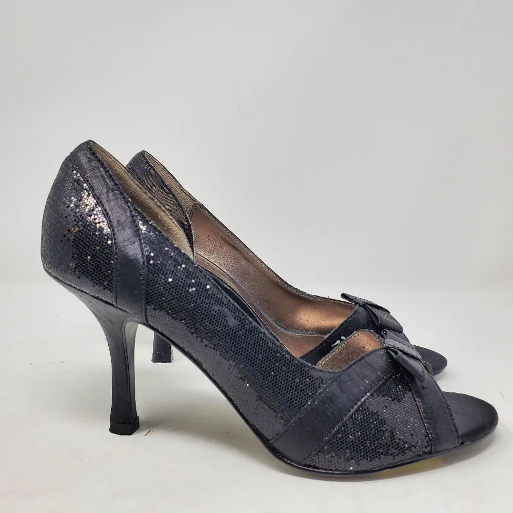 Unlisted Black sparkle open toe pumps Size 9